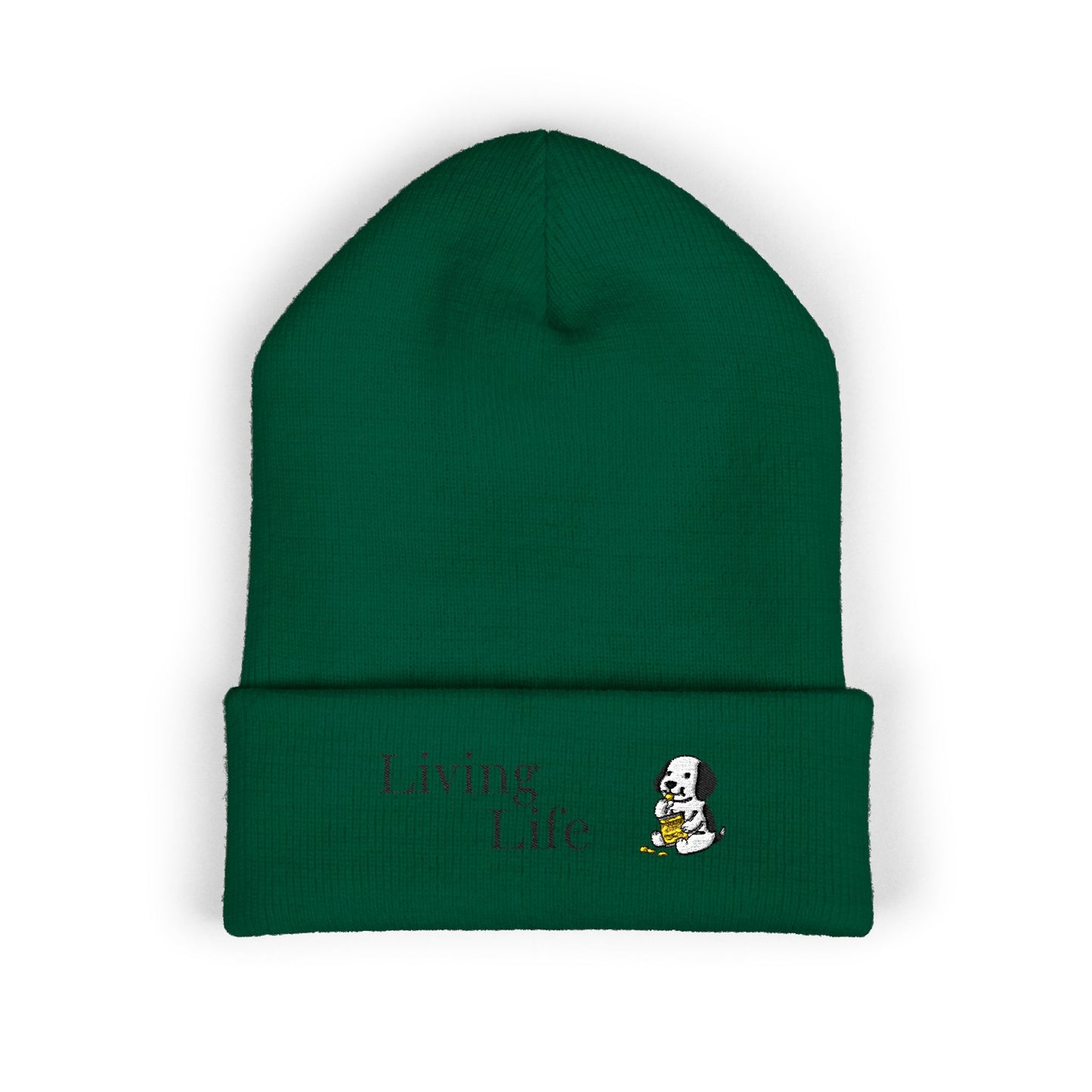Embroidered Puppy & Duck Cuffed Beanie — Cute Dog Winter Hat