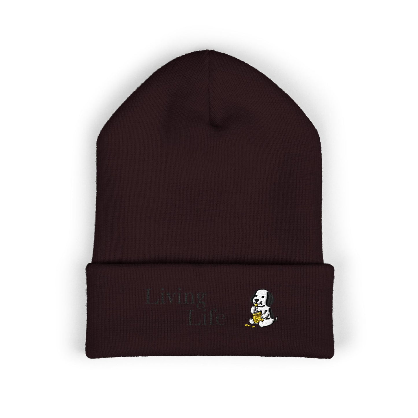 Embroidered Puppy & Duck Cuffed Beanie — Cute Dog Winter Hat