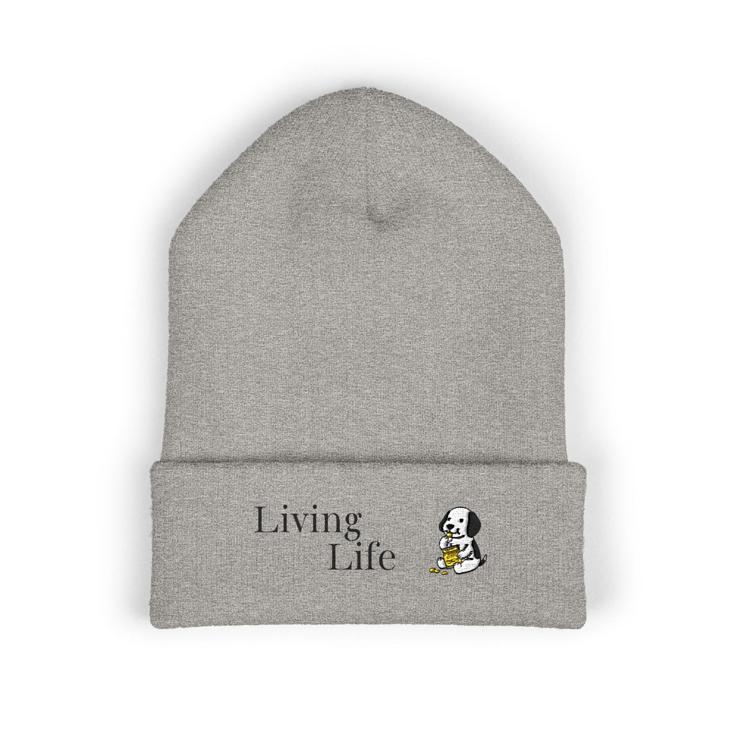 Embroidered Puppy & Duck Cuffed Beanie — Cute Dog Winter Hat