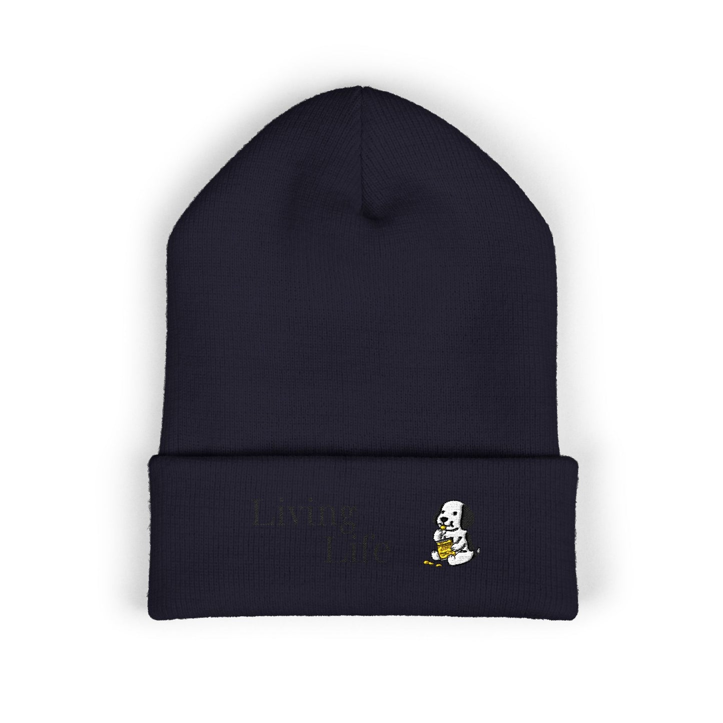 Embroidered Puppy & Duck Cuffed Beanie — Cute Dog Winter Hat